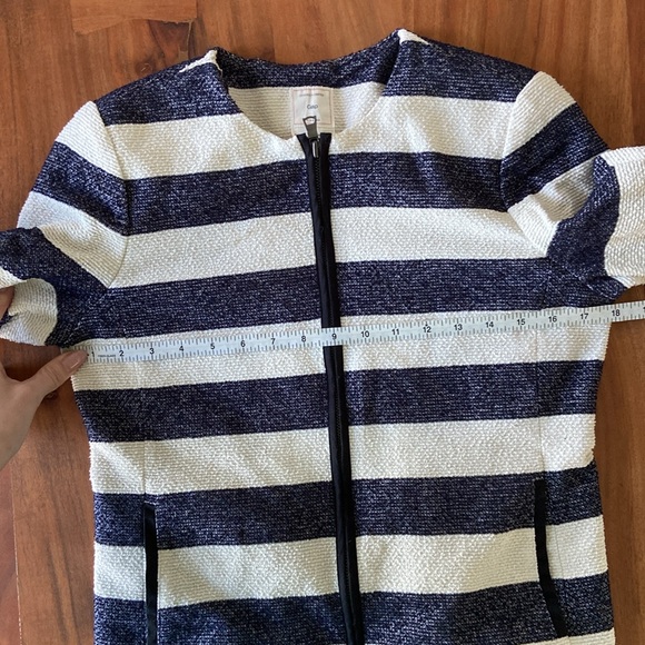 Gap navy blue cream striped slub knit jacket americana nautical fall layer 4 - Picture 10 of 16